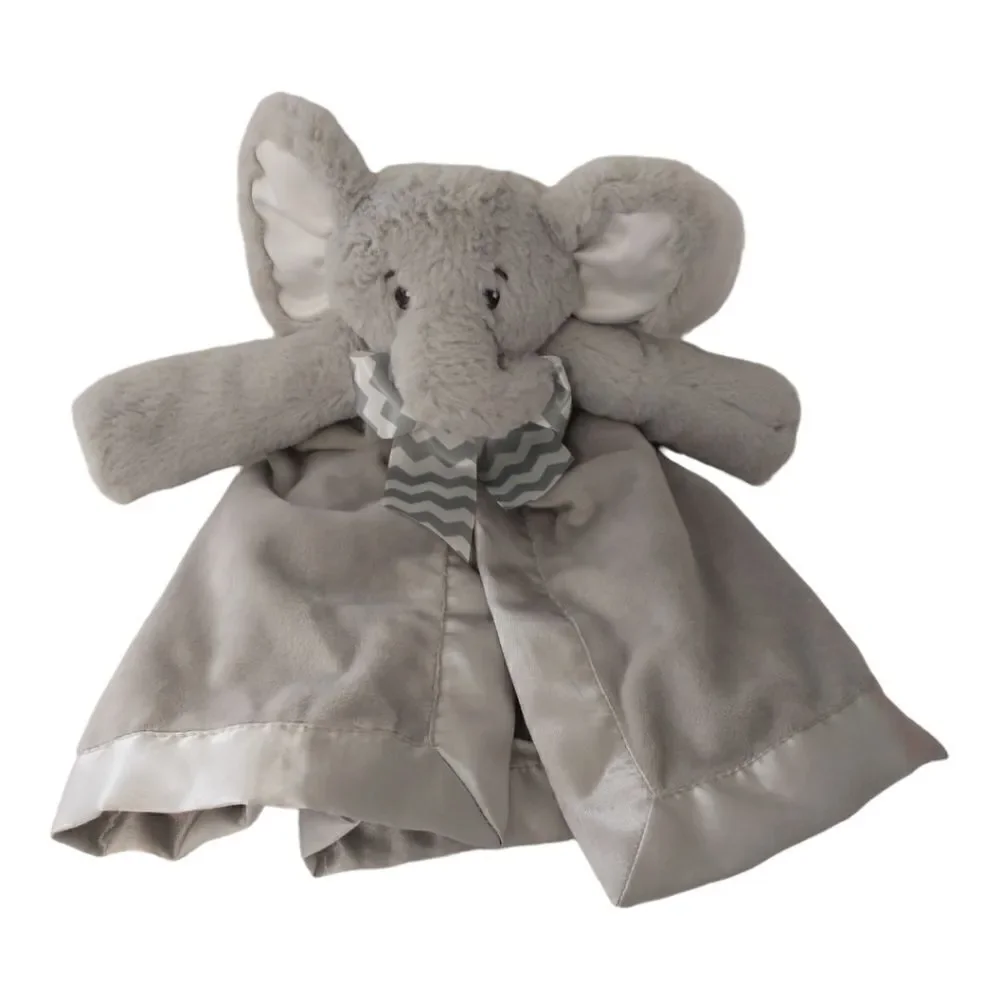 Bearington Baby Elephant Lovey Lil Spout Snuggler Gray Security Blanket Satin.‎